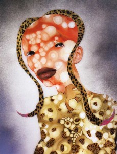 Wangechi Mutu, 'The Rare Horn- Hair Thought', 2004. Ink, Acrylic, Collage on Mylar