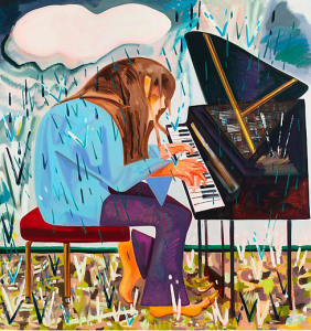Dana Schutz, Piano in the Rain, 2012, oil on canvas.  Courtesy of Friedrich Petzel Gallery.