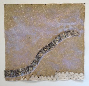 Kiki Smith, Milky Way, murrini with push pin, glass and plastic glitter, gold leaf and ink on Nepalese paper mounted on canvas, 2011.