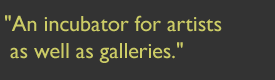"An incubator for artists as well as galleries"